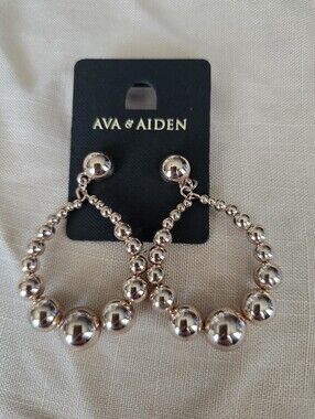 Ava & Aiden Rose Gold Beaded Teardrop Hoop Earrings